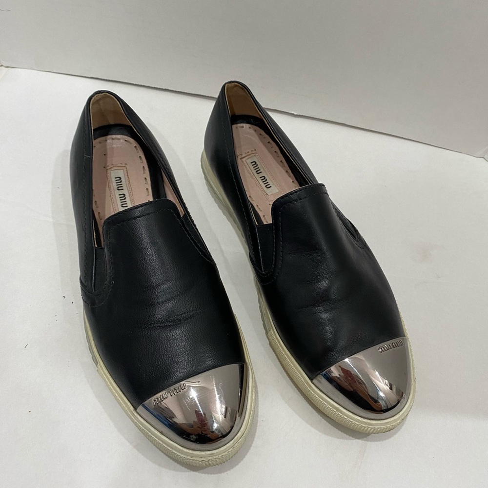 Miu Miu Black and Silver Sneakers